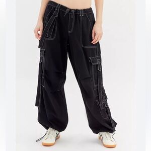 $90 BDG Urban Outfitters Strappy Cargo Black Jeans Size XXXL
